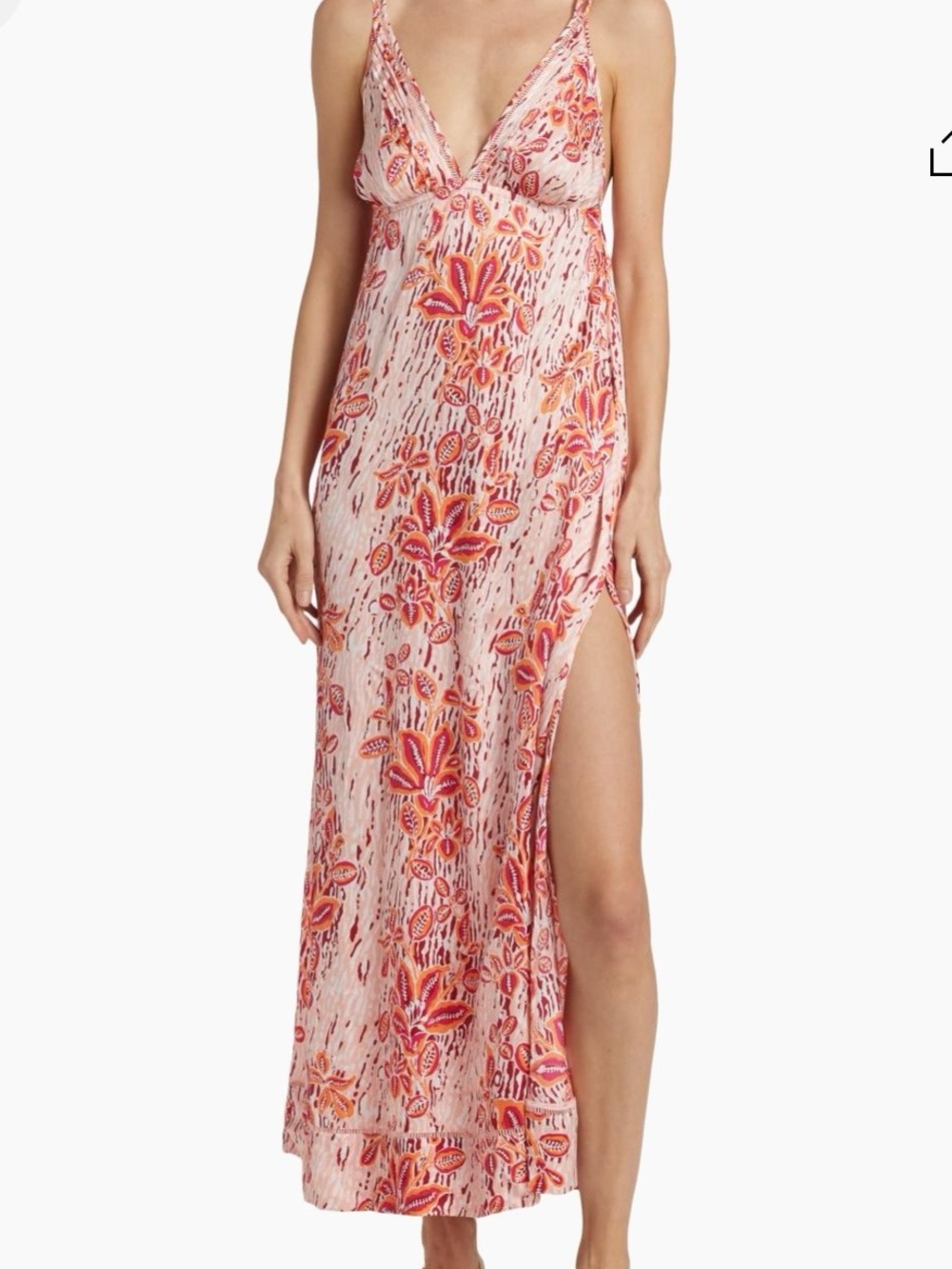 Poupette St. Barth Pink and Orange Floral Maxi dress